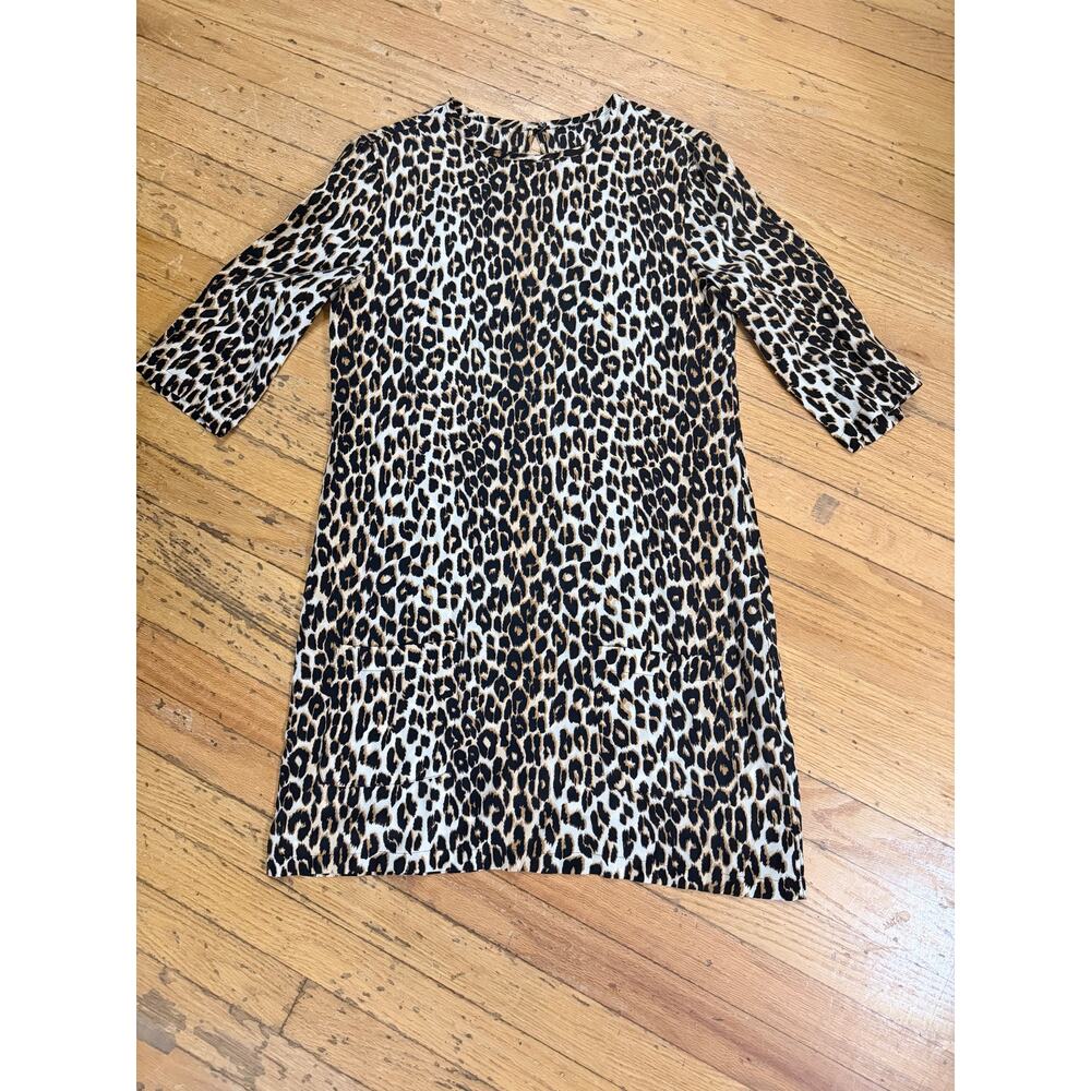 Equipment Femme Aubrey 100% Silk Leopard Shift Dress S/M